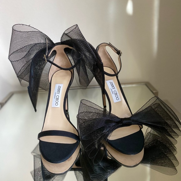 New Jimmy Choo Aveline 100 Mesh Fascinator Bows 38.5 $1,175 - Picture 11 of 16